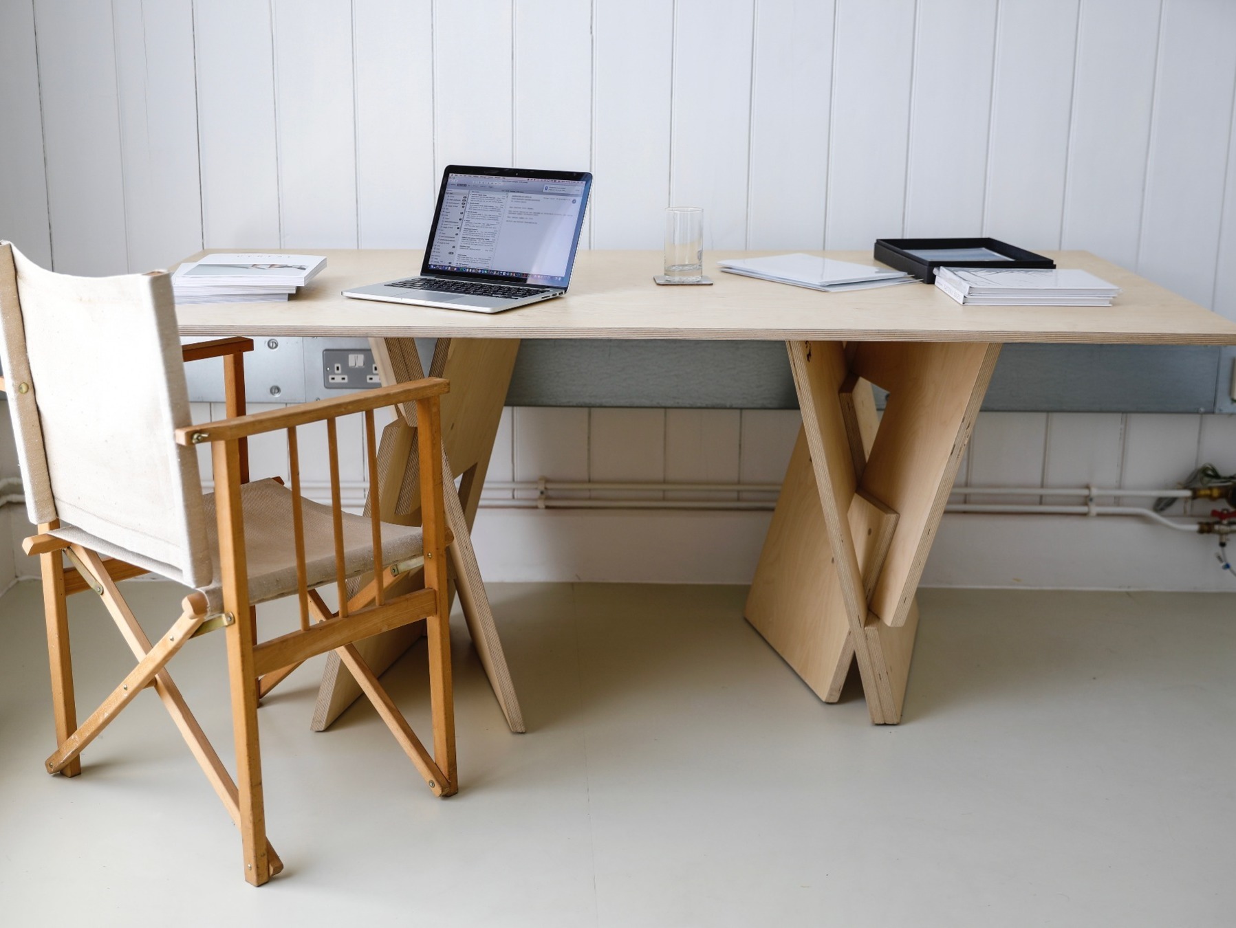 Tim Germain - Trestle Table in birch ply, inspired by Quadror children's building blocks