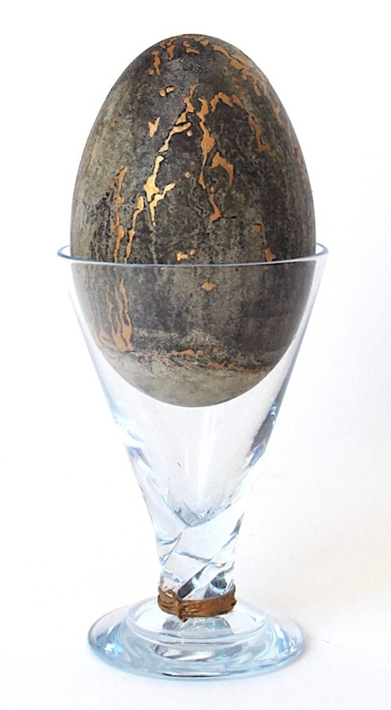 Nicola Coe - Goose egg decorated with oak gall ink