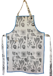 Cotton Apron in Shells and Coral design